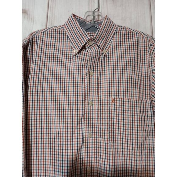 Izod Shirt Men's Small Navy Orange Button Front Long Sleeve Front Pocket‎ Preppy - Picture 3 of 9